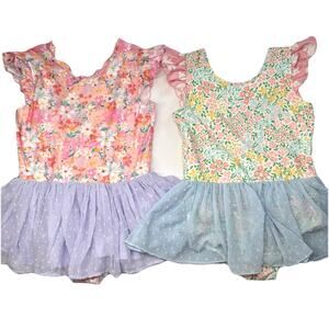 CHEEKY PLUM Farrah Lot of 2 Skirt Leotard Dance Girls Size 10 Sleeveless